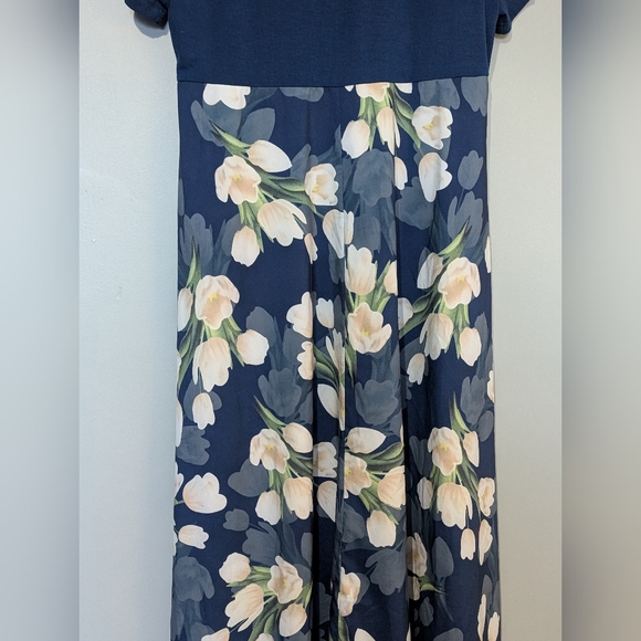 Exclusive‎ Brand Women's Large Navy Floral Maxi Short Sleeve Dress - Picture 9 of 9
